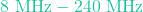 8\text{ MHz} - 240\text{ MHz}