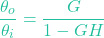 \[\frac{\theta_o}{\theta_i} = \frac{G}{1 - GH}\]