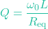 \[Q = \frac{\omega_0 L}{R_{\text{eq}}}\]