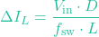 \[\Delta I_L = \frac{V_{\text{in}} \cdot D}{f_{\text{sw}} \cdot L}\]