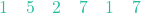 1 \quad 5 \quad 2 \quad 7 \quad 1 \quad 7
