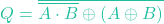 \[Q = \overline{\overline{A \cdot B} \oplus (A \oplus B)}\]