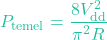 \[P_{\text{temel}} = \frac{8 V_{\text{dd}}^2}{\pi^2 R}\]