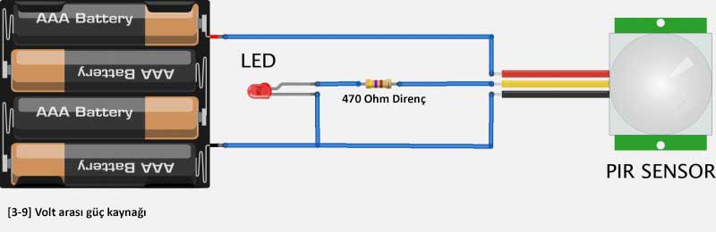 hareket sensörü, Arduino ve Arduinosuz Hareket Sensörü ile LED Yakan Devre