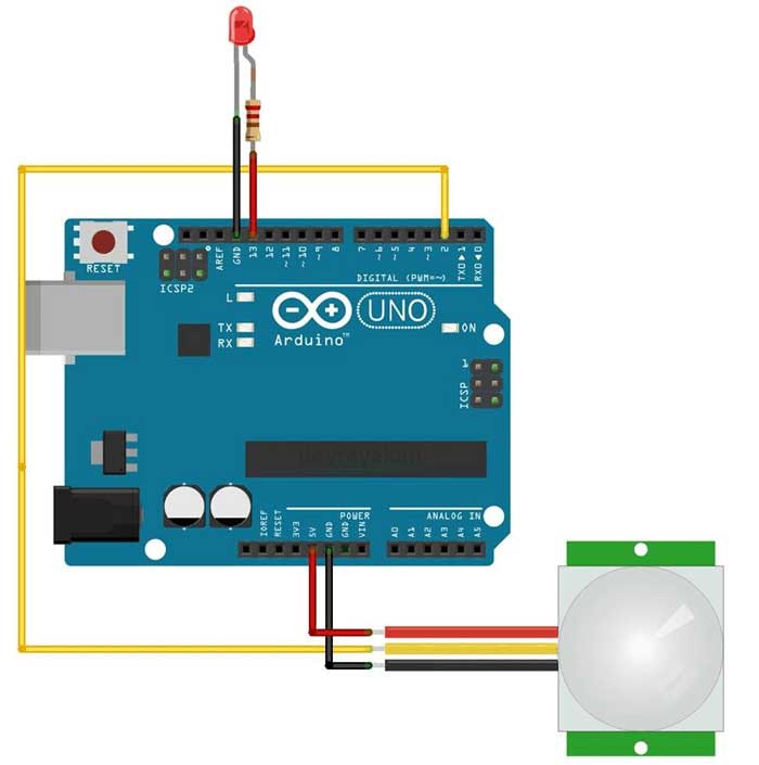 hareket sensörü, Arduino ve Arduinosuz Hareket Sensörü ile LED Yakan Devre