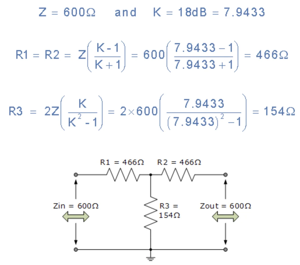 T tipi Zayıflatıcı / T-pad Attenuator t tipi zayıflatıcı T-pad Zayıflatıcı Örnek Hesaplama Formülleri