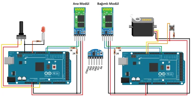 İki Arduino Bluetooth Haberleşme Devre Şeması