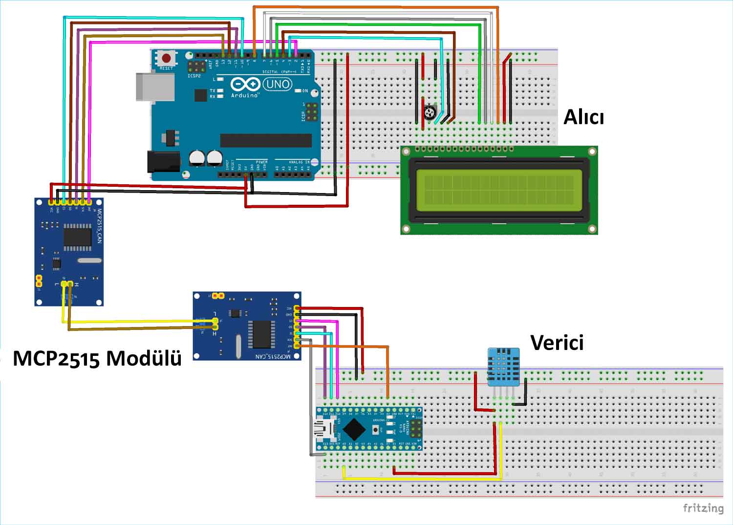 Arduino ile MCP2515 CANBUS-SPI Modülü Kullanımı mcp2515,mcp2515 canbus-spi haberleşme modülü,canbus-spi,canbus,arduino ile mcp2515 canbus-spi