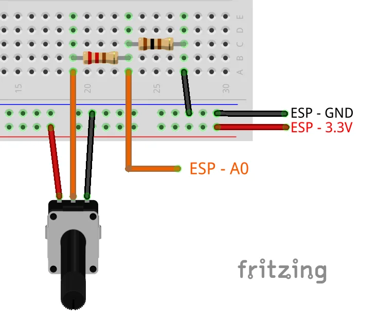ESP8266 ADC Kullanımı ve Arduino IDE, MicroPython, Lua esp8266 adc ESP8266 Çıplak Çip Gerilim Bölücü